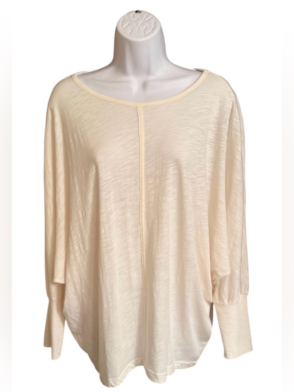 NWT Lou & Grey Softslub Oversized Tunic Top Medium Ivory Dolman Sleeve